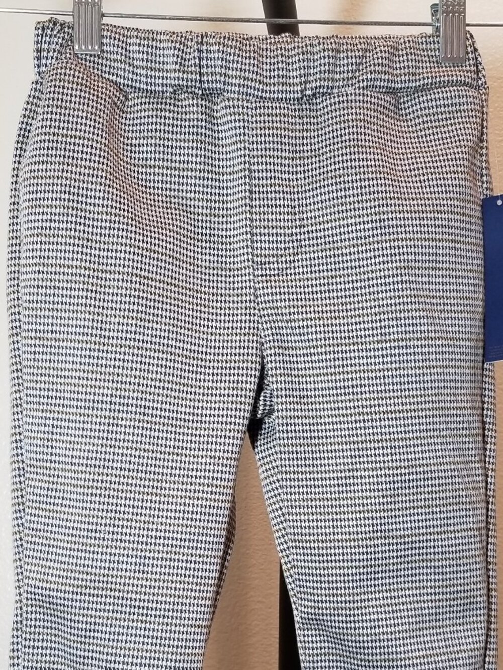 Tahari Boys Dress Pants Size 6 Brown Houndstooth Pull On Stretch Preppy City NWT - Picture 3 of 7